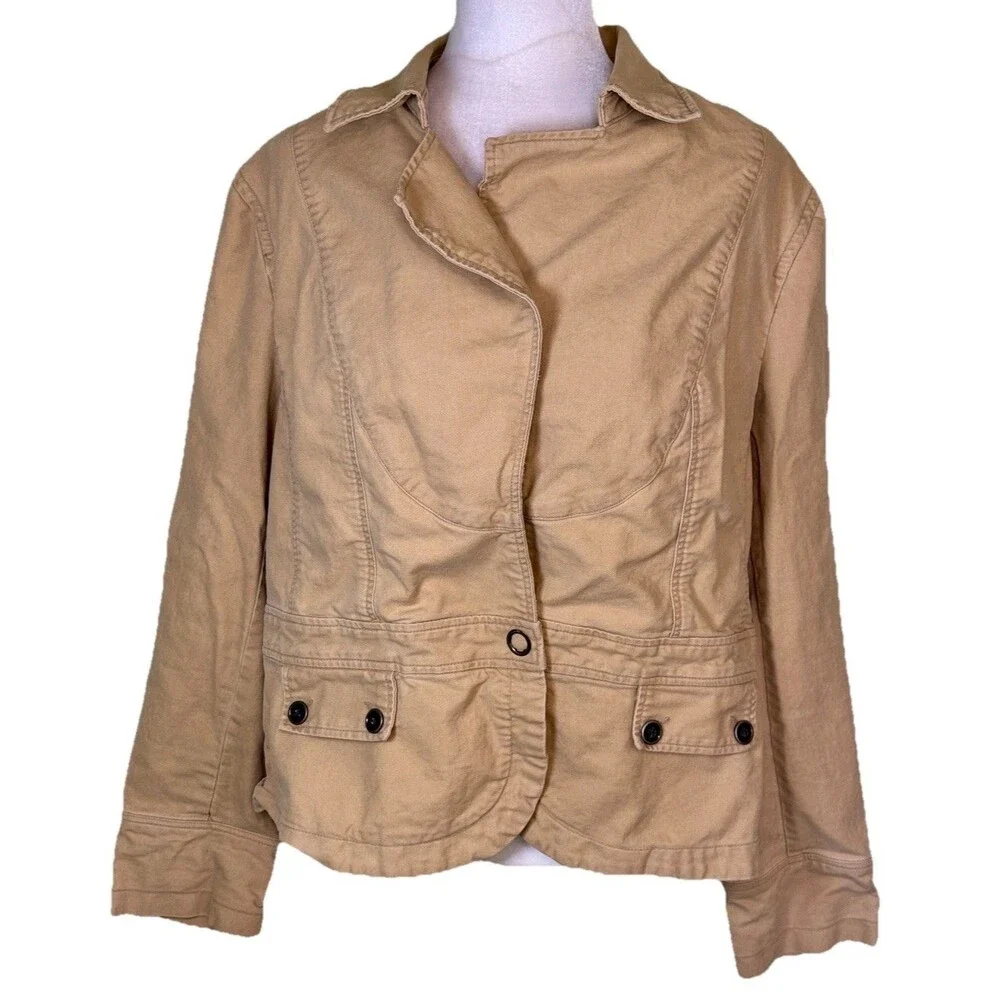 Old Navy Women’s Tan Utility Jacket Safari Chic Casual Lightweight Workwear 2XL‎